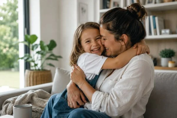 happy child with parent after parenting plans Tamworth